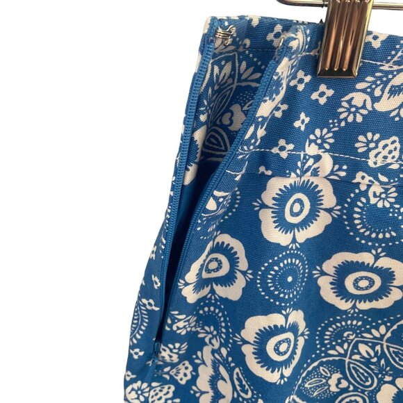 Talbots Women's Blue Diamond Bandana Floral Print Lined Skirt Sz 8 Side Zip NWOT - Picture 4 of 7